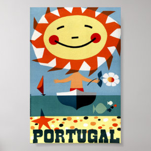 Portugal Vintage Travel Poster Restored