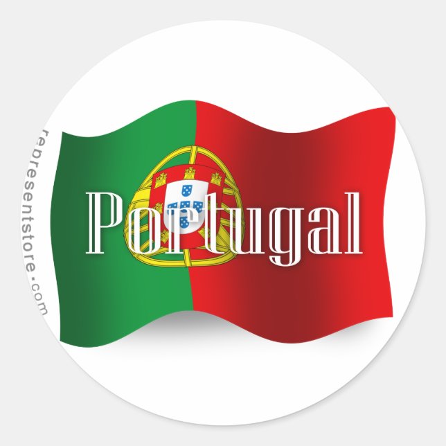 Portugal Waving Flag Classic Round Sticker (Front)