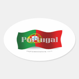 Portugal Waving Flag Oval Sticker