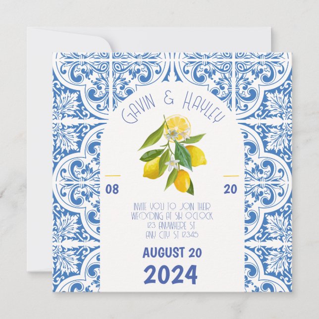 Portugal Wedding Invitation | Blue Tiles (Front)