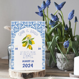 Portugal Wedding Invitation Blue Tiles Postcard