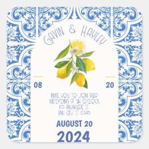 Portugal Wedding Stickers – Blue Tiles and Lemons