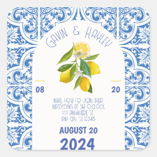 Portugal Wedding Stickers – Blue Tiles and Lemons