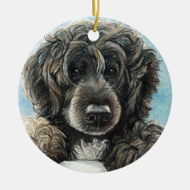 Portugese Water Dog Art Ornament (Front)