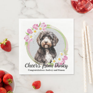 Portugese Water Dog Wedding Napkins With Photo