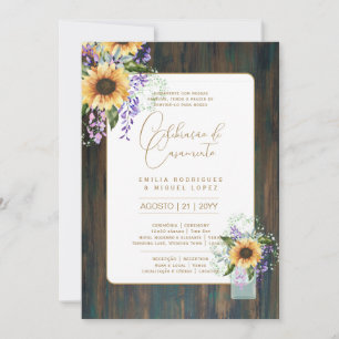 Portugeuse    Casamento Flores Folclóricas Rústica Invitation