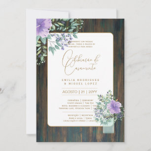 Portugeuse    Casamento Flores Folclóricas Rústica Invitation