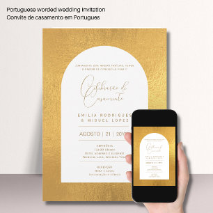 Portugeuse    Casamento Folha de Ouro Falsa Invita Invitation