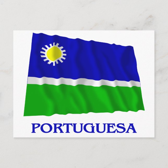Portuguesa Waving Flag with Name Postcard (Front)