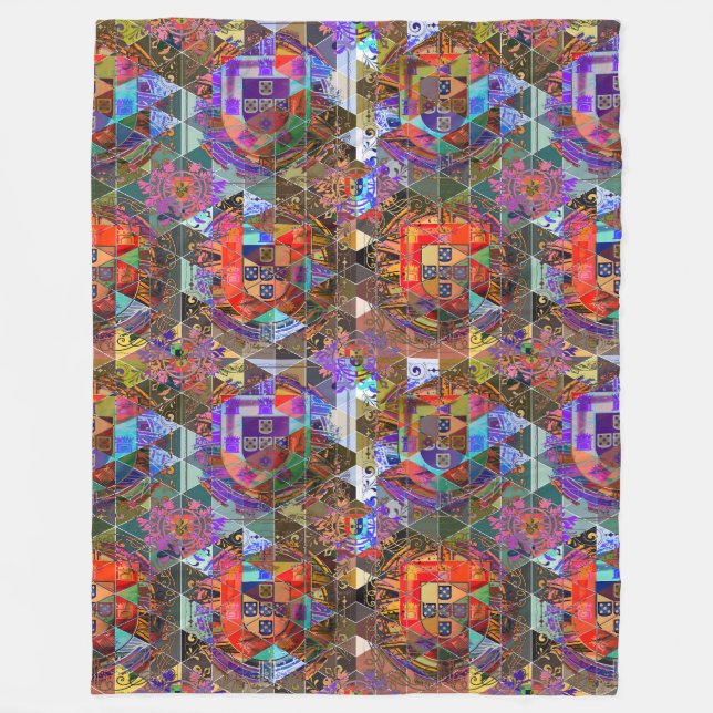 Portuguese abstract folk art fleece blanket (Front)