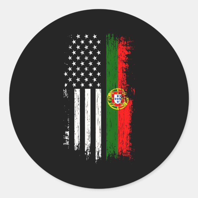 Portuguese American Flag Pride Portugal Usa Srt Classic Round Sticker (Front)