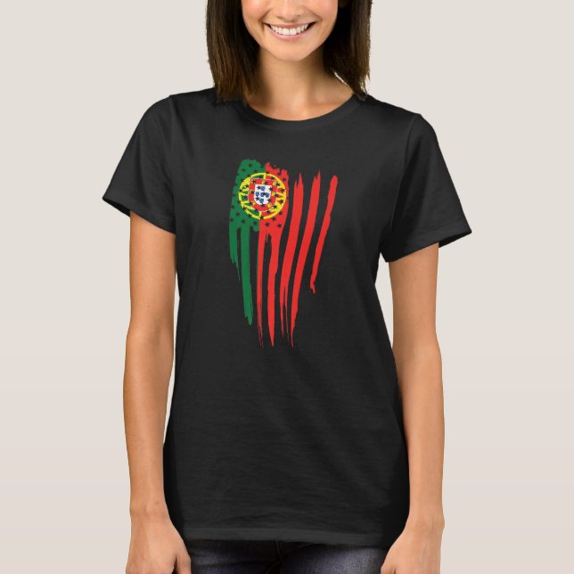 Portuguese American Flag USA Portugal Flag T-Shirt (Front)