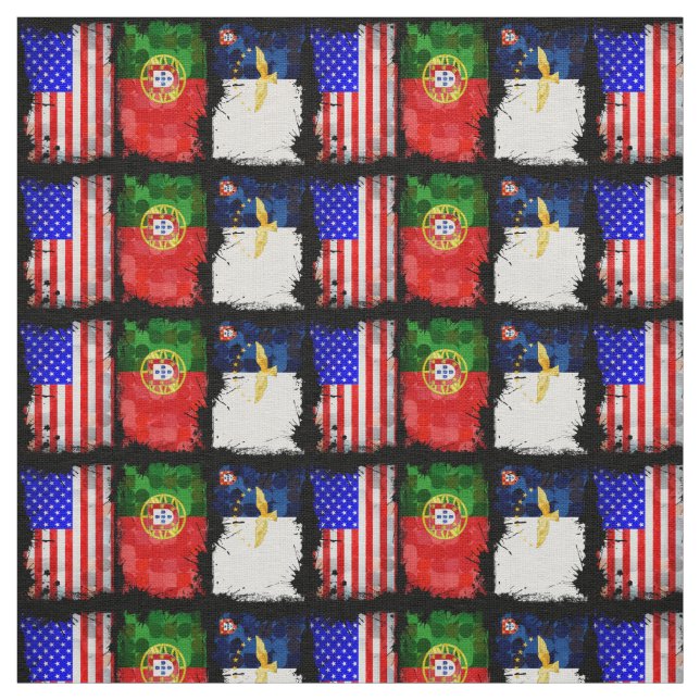 Portuguese American flags Fabric (Swatch)