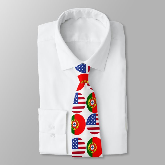 Portuguese American flags Tie (Tied)