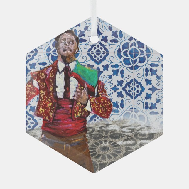 Portuguese Azores folk art Glass Tree Decoration (Front)