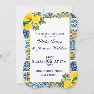 Portuguese Azulejo Lemon Tiles Wedding 