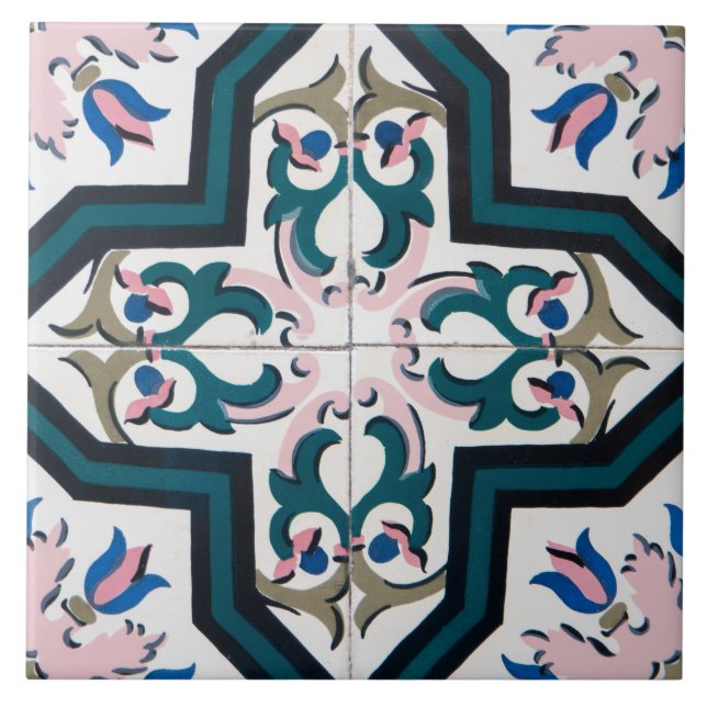 Portuguese Azulejo Pattern Ceramic Tile (Front)