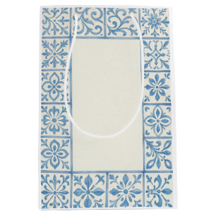 Portuguese Azulejo tile blue stationary design Medium Gift Bag