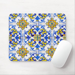 Portuguese Azulejo Tile Mosaic Computer Mouse Pad