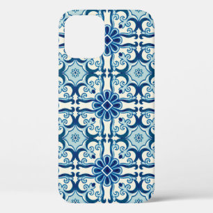 Portuguese Azulejos Blue Floral Tile Pattern iPhone 12 Case