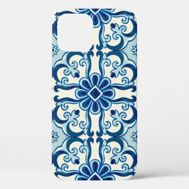 Portuguese Azulejos Blue Floral Tile Pattern  Case-Mate iPhone Case (Back)
