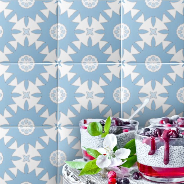 Portuguese Azulejos Light Blue And White Geometric Ceramic Tile (Creator Uploaded)