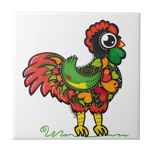 Portuguese Barcelos Rooster Tile (Front)