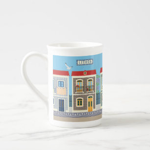 Portuguese beautiful houses with tiles or azulejos bone china mug