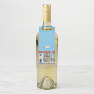 Portuguese beautiful houses with tiles or azulejos bottle tag