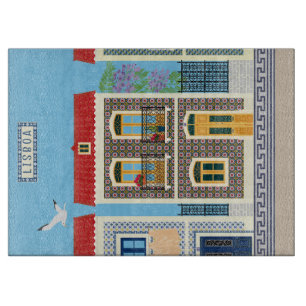 Portuguese beautiful houses with tiles or azulejos cutting board