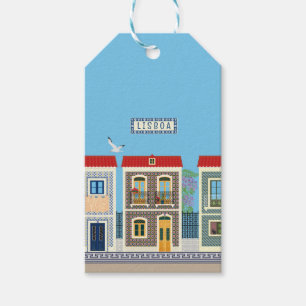 Portuguese beautiful houses with tiles or azulejos gift tags