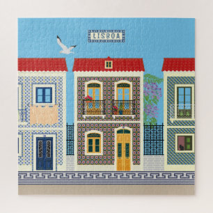 Portuguese beautiful houses with tiles or azulejos jigsaw puzzle