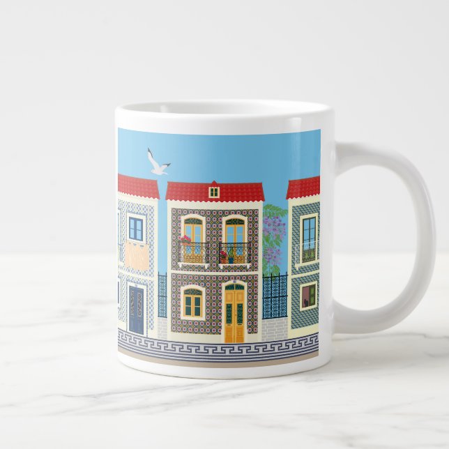 Portuguese beautiful houses with tiles or azulejos large coffee mug (Right)