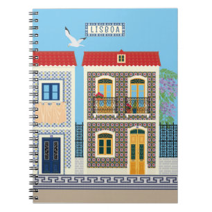 Portuguese beautiful houses with tiles or azulejos notebook