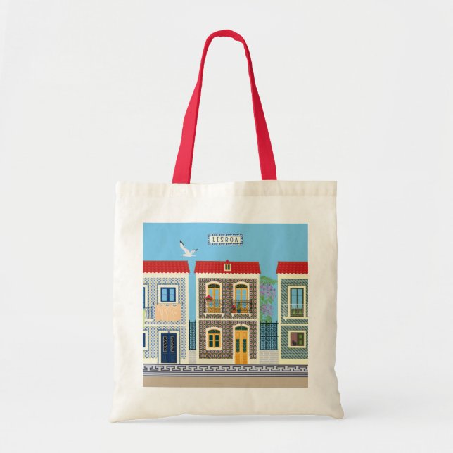 Portuguese beautiful houses with tiles or azulejos tote bag (Front)