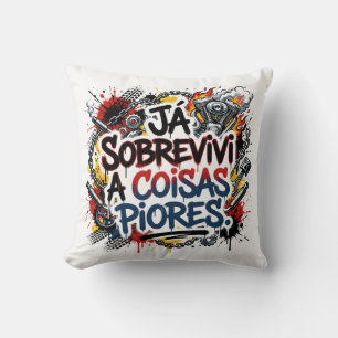 Portuguese biker quote – graffiti  cushion