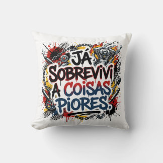 Portuguese biker quote – graffiti  cushion