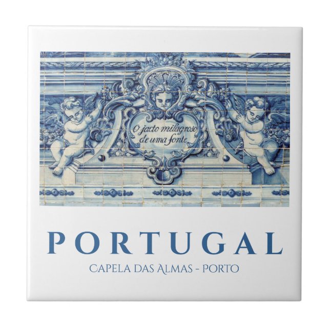 Portuguese blue and white wall tiles with angels (Front)