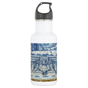 Portuguese blue and white wall tiles with angels 532 ml water bottle