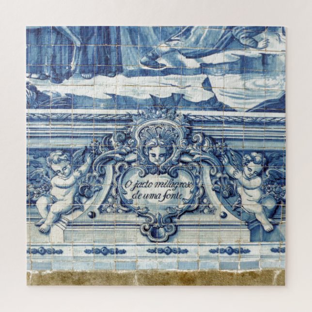 Portuguese blue and white wall tiles with angels jigsaw puzzle (Vertical)