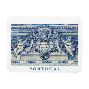 Portuguese blue and white wall tiles with angels magnet