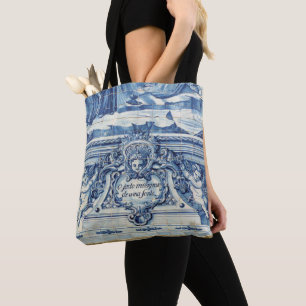 Portuguese blue and white wall tiles with angels tote bag
