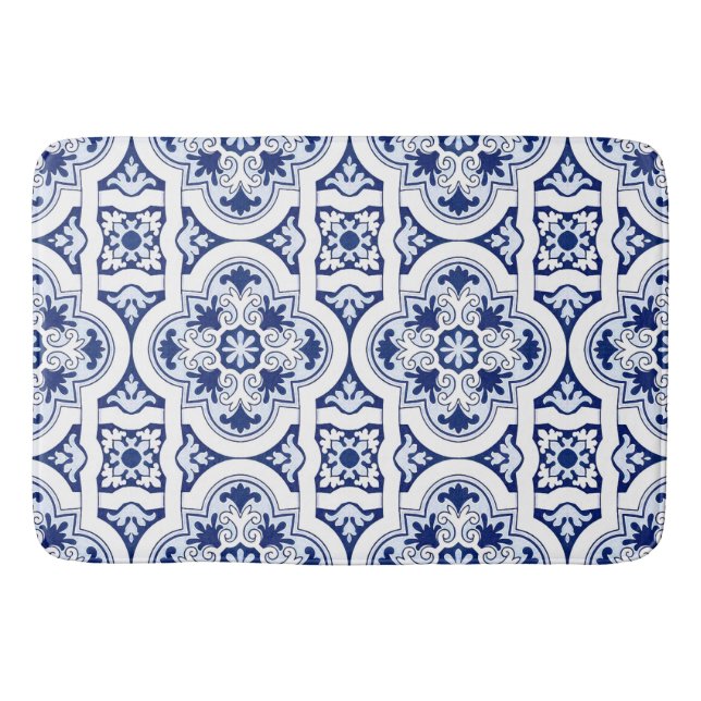 Portuguese blue tile bath mat (Front)