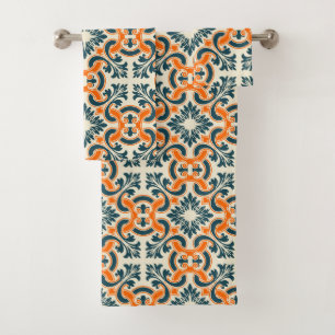 Portuguese blue tile bath towel set