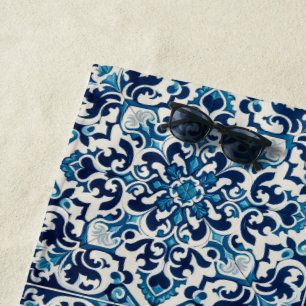 Portuguese blue tile beach towel