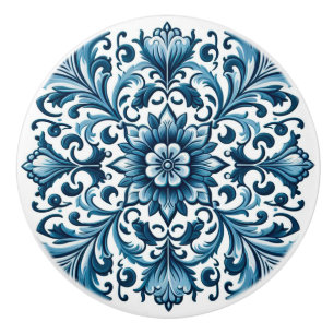 Portuguese blue tile ceramic knob