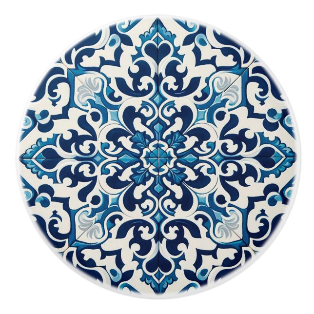 Portuguese blue tile ceramic knob (Front)