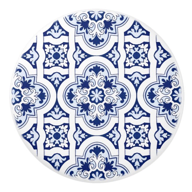 Portuguese blue tile ceramic knob (Front)