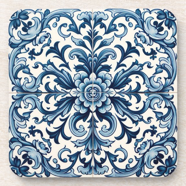 Portuguese blue tile coaster (Front)