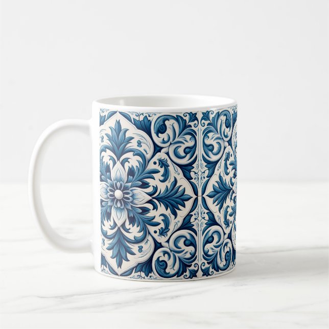 Portuguese blue tile coffee mug (Left)